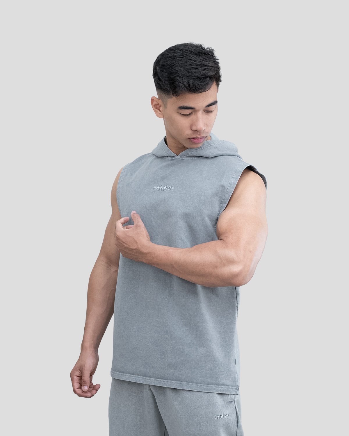 Acid Wash Sleeveless Hoodie