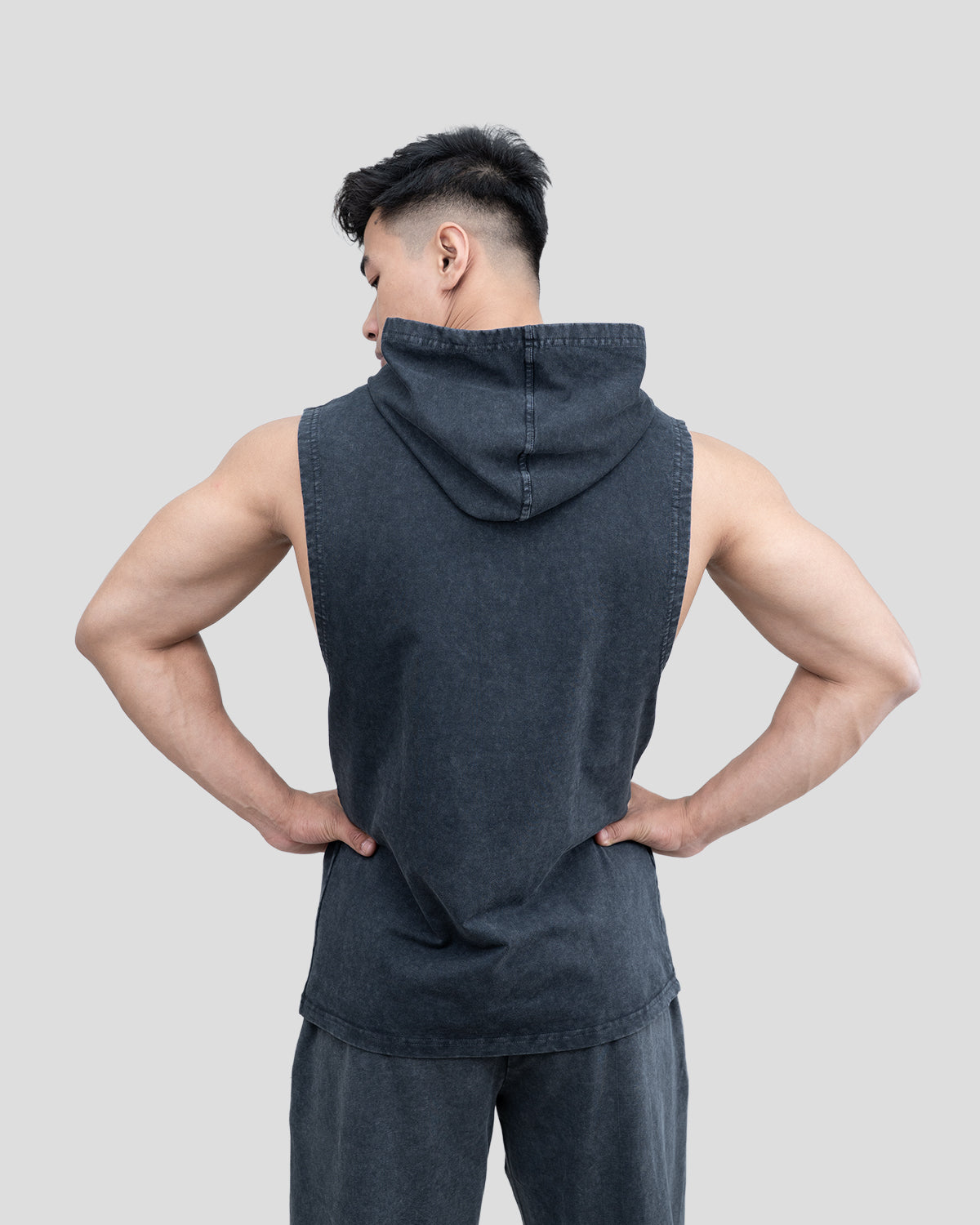 Acid Wash Sleeveless Hoodie