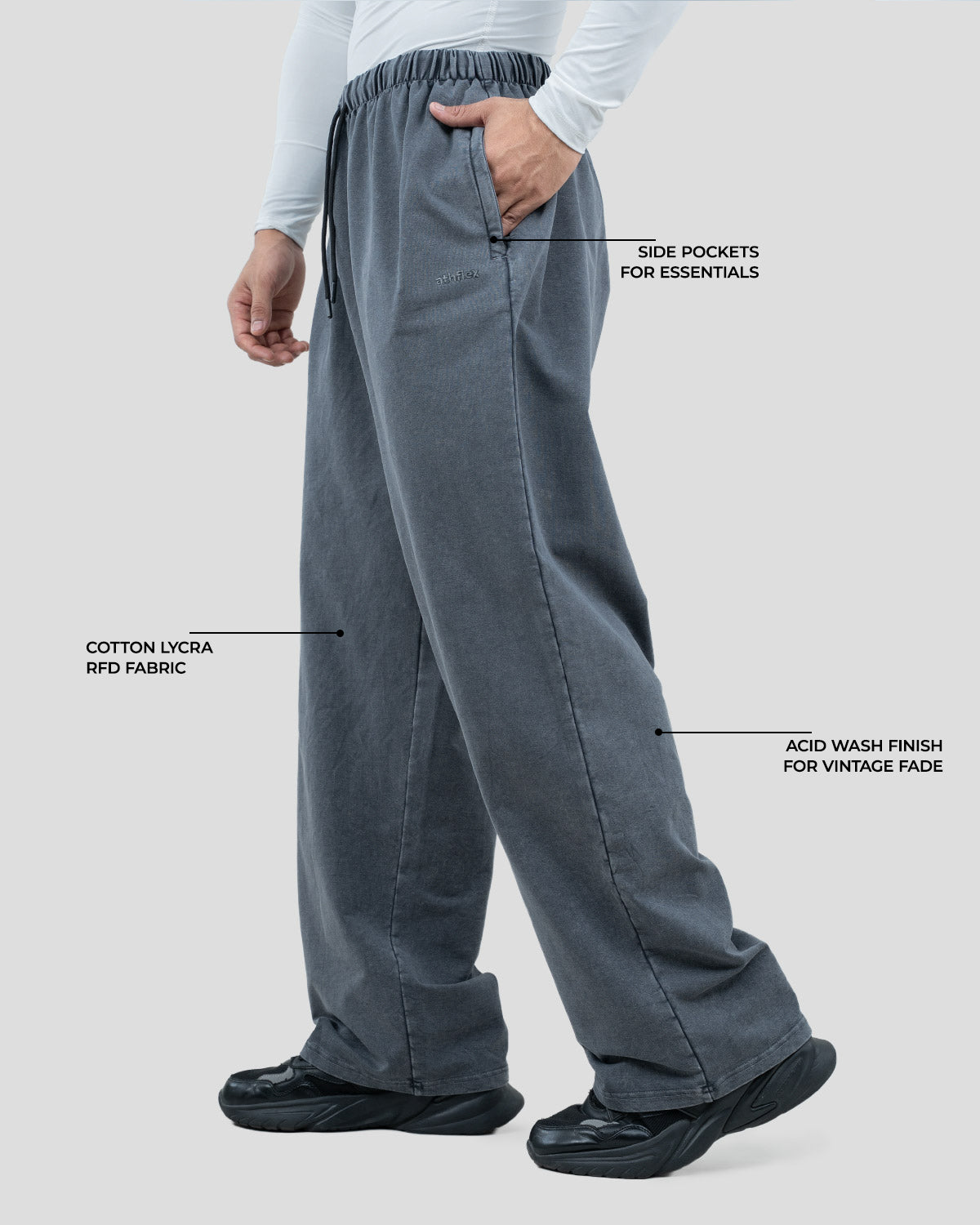 Acid wash baggy pants
